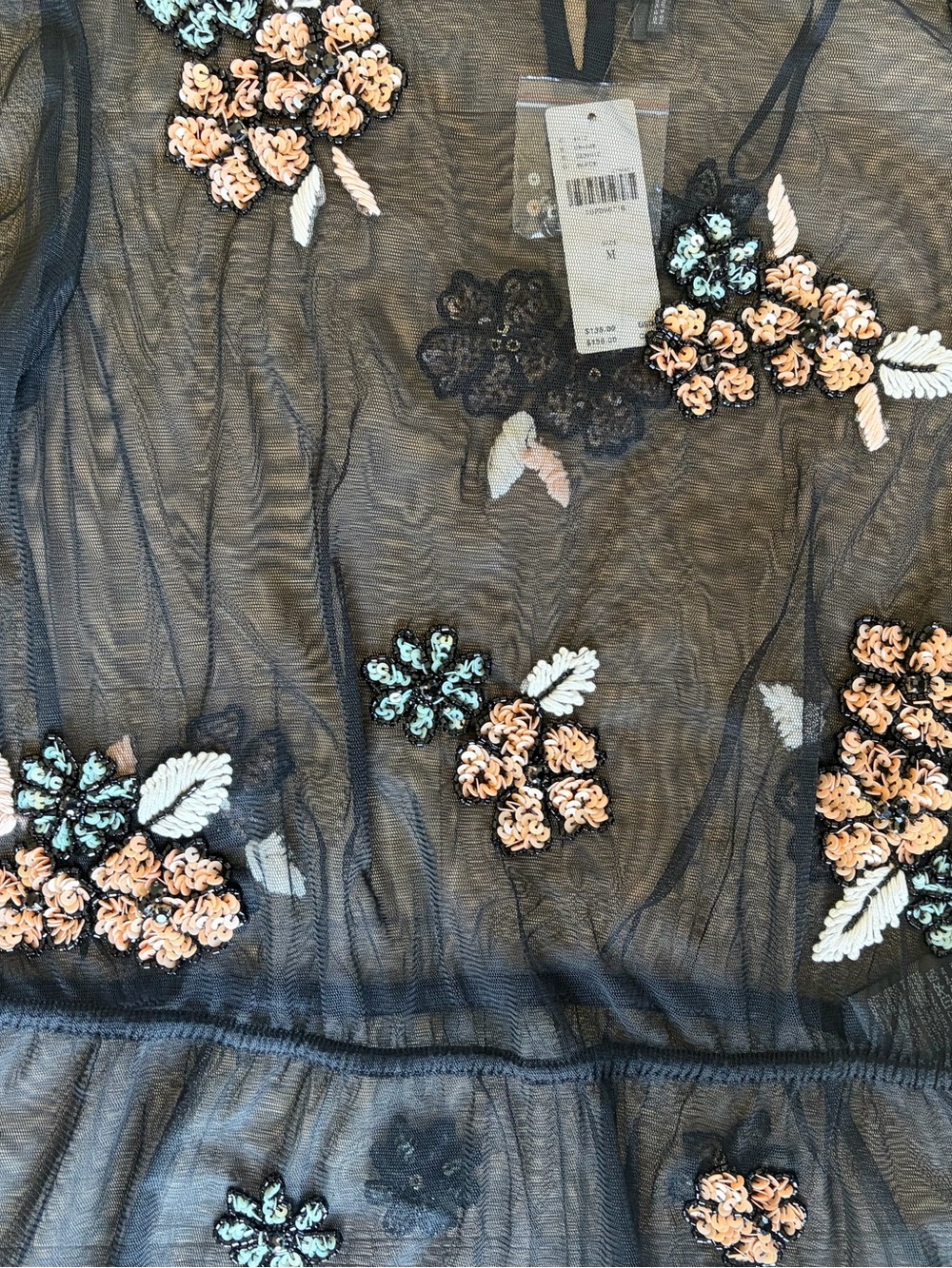 Anthropologie NWT beaded sheer peplum top size M - Picture 4 of 8